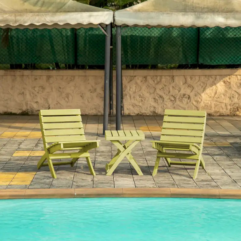 Versailles Quick Assembly All-Weather Outdoor Folding Patio Chair and Table Set - 3-piece