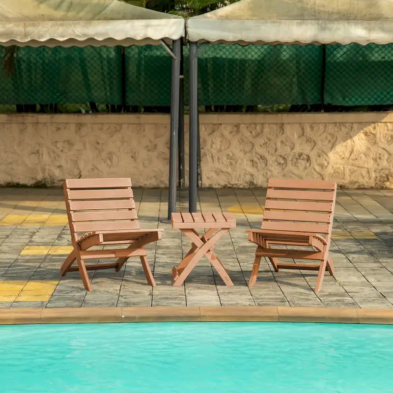 Versailles Quick Assembly All-Weather Outdoor Folding Patio Chair and Table Set - 3-piece