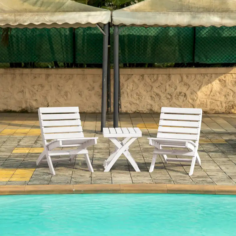 Versailles Quick Assembly All-Weather Outdoor Folding Patio Chair and Table Set - 3-piece