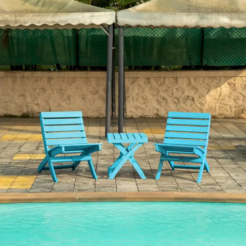 Versailles Quick Assembly All-Weather Outdoor Folding Patio Chair and Table Set - 3-piece