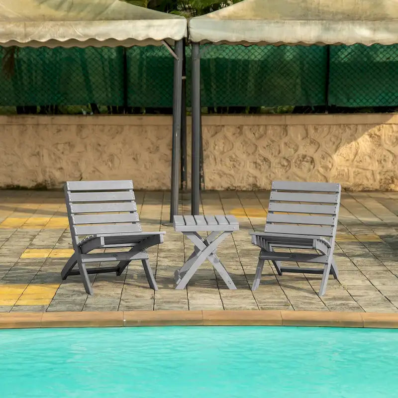 Versailles Quick Assembly All-Weather Outdoor Folding Patio Chair and Table Set - 3-piece