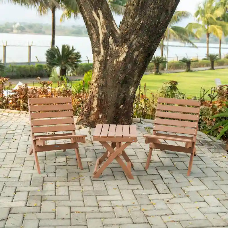 Versailles Quick Assembly All-Weather Outdoor Folding Patio Chair and Table Set - 3-piece