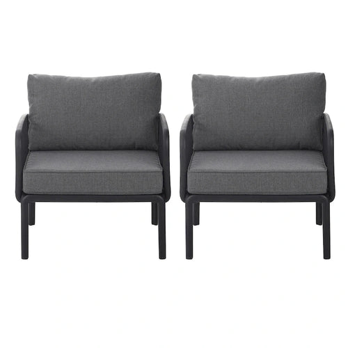 ( SET OF 2 ) Outdoor Patio Club Chair, Modern Patio Furniture, Waterproof Thick Cushion Deep Seating for Porch, Balcony