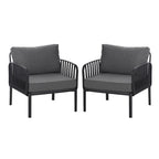 ( SET OF 2 ) Outdoor Patio Club Chair, Modern Patio Furniture, Waterproof Thick Cushion Deep Seating for Porch, Balcony