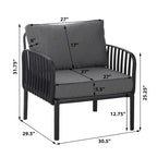 ( SET OF 2 ) Outdoor Patio Club Chair, Modern Patio Furniture, Waterproof Thick Cushion Deep Seating for Porch, Balcony