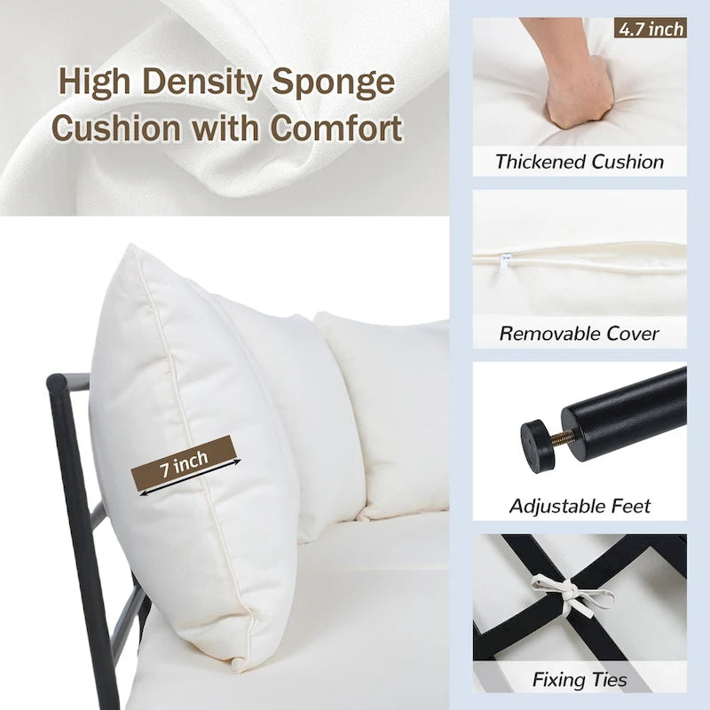 Half-Moon Patio Sofa Set with Coffee Table, All-Weather Curved Outdoor Furniture Set with Padded Seats and Backrest