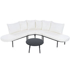 Half-Moon Patio Sofa Set with Coffee Table, All-Weather Curved Outdoor Furniture Set with Padded Seats and Backrest
