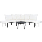 Half-Moon Patio Sofa Set with Coffee Table, All-Weather Curved Outdoor Furniture Set with Padded Seats and Backrest