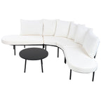 Half-Moon Patio Sofa Set with Coffee Table, All-Weather Curved Outdoor Furniture Set with Padded Seats and Backrest