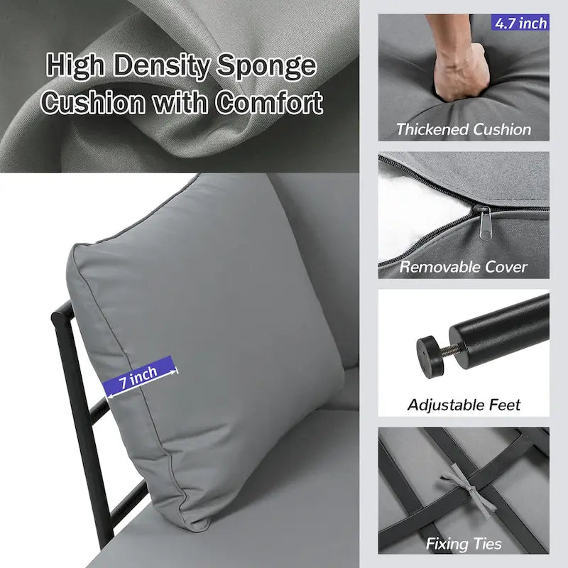 Half-Moon Patio Sofa Set with Coffee Table, All-Weather Curved Outdoor Furniture Set with Padded Seats and Backrest