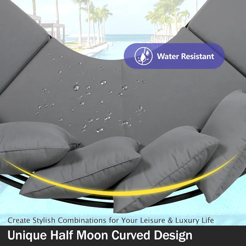 Half-Moon Patio Sofa Set with Coffee Table, All-Weather Curved Outdoor Furniture Set with Padded Seats and Backrest