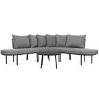Half-Moon Patio Sofa Set with Coffee Table, All-Weather Curved Outdoor Furniture Set with Padded Seats and Backrest