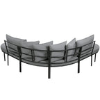 Half-Moon Patio Sofa Set with Coffee Table, All-Weather Curved Outdoor Furniture Set with Padded Seats and Backrest