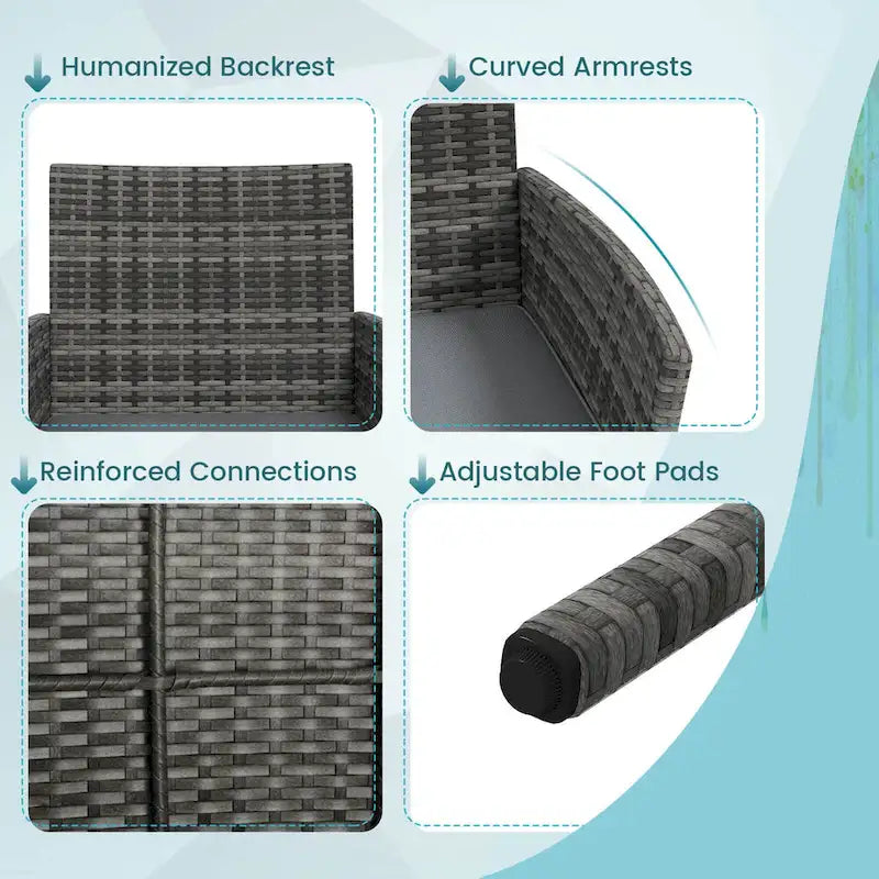 Gymax Set of 8 Furniture Set w/ Washable Cushions & Tempered Glass