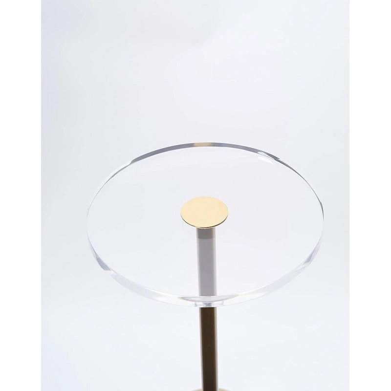 Acrylic Top Brass Base Solid Side Table (Set of 2)