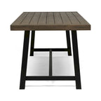 Leslee Outdoor Dining Table, Brown Top, Black Wood Rectangular 79 Inch