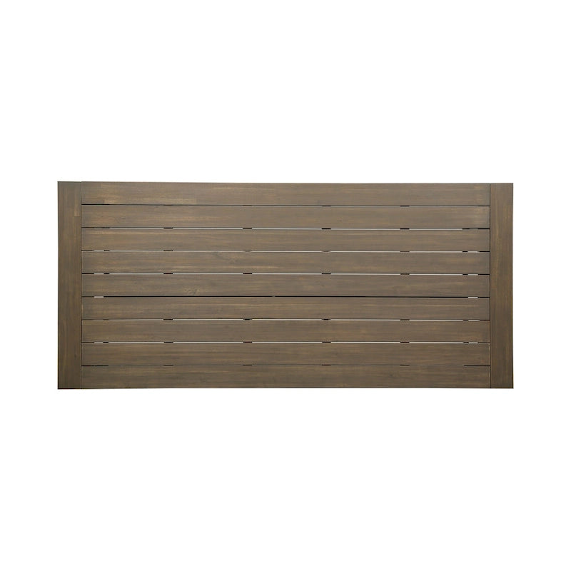 Leslee Outdoor Dining Table, Brown Top, Black Wood Rectangular 79 Inch