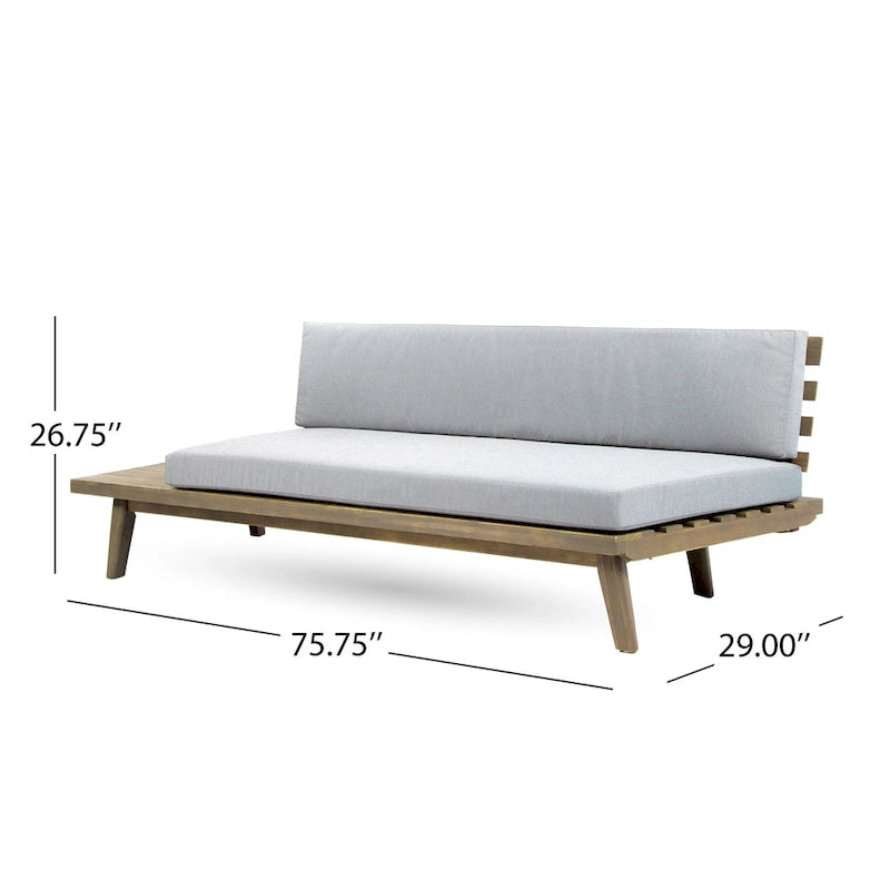 Outdoor 2-Seater Sofa, 76 Inch Slatted Acacia Wood w Built in Table
