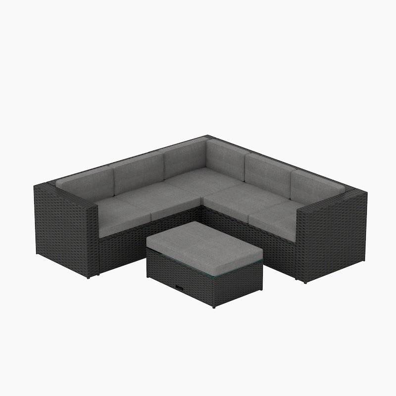Ander Outdoor Patio Sectional Sofa Conversation Set with Cushions