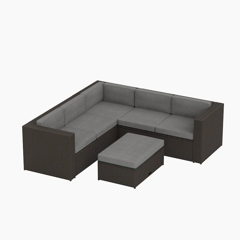 Ander Outdoor Patio Sectional Sofa Conversation Set with Cushions