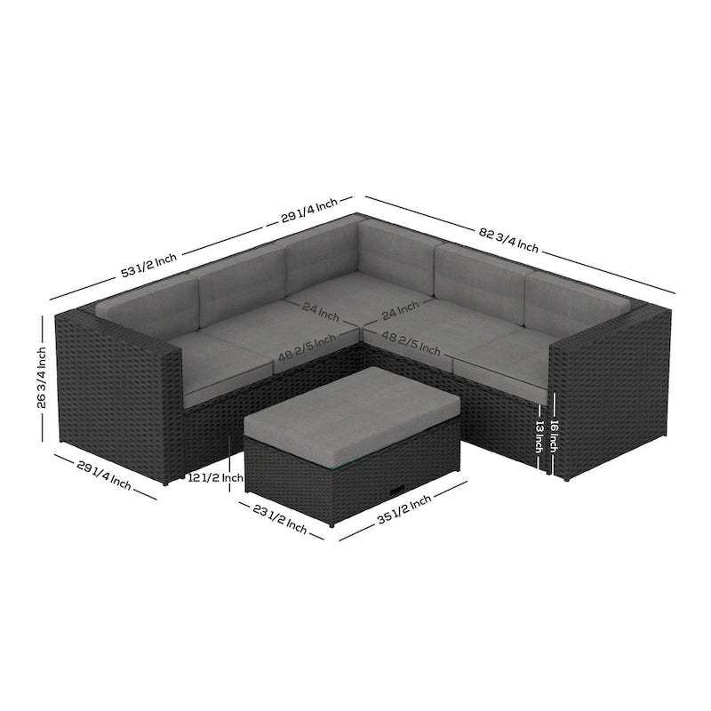 Ander Outdoor Patio Sectional Sofa Conversation Set with Cushions
