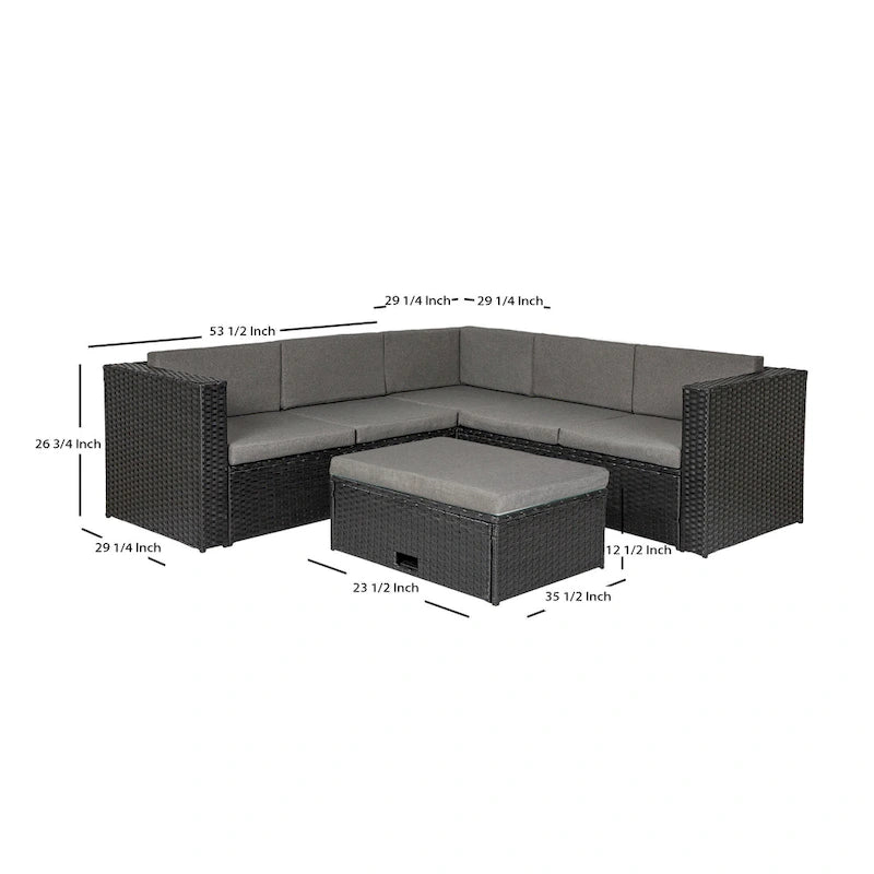 Ander Outdoor Patio Sectional Sofa Conversation Set with Cushions