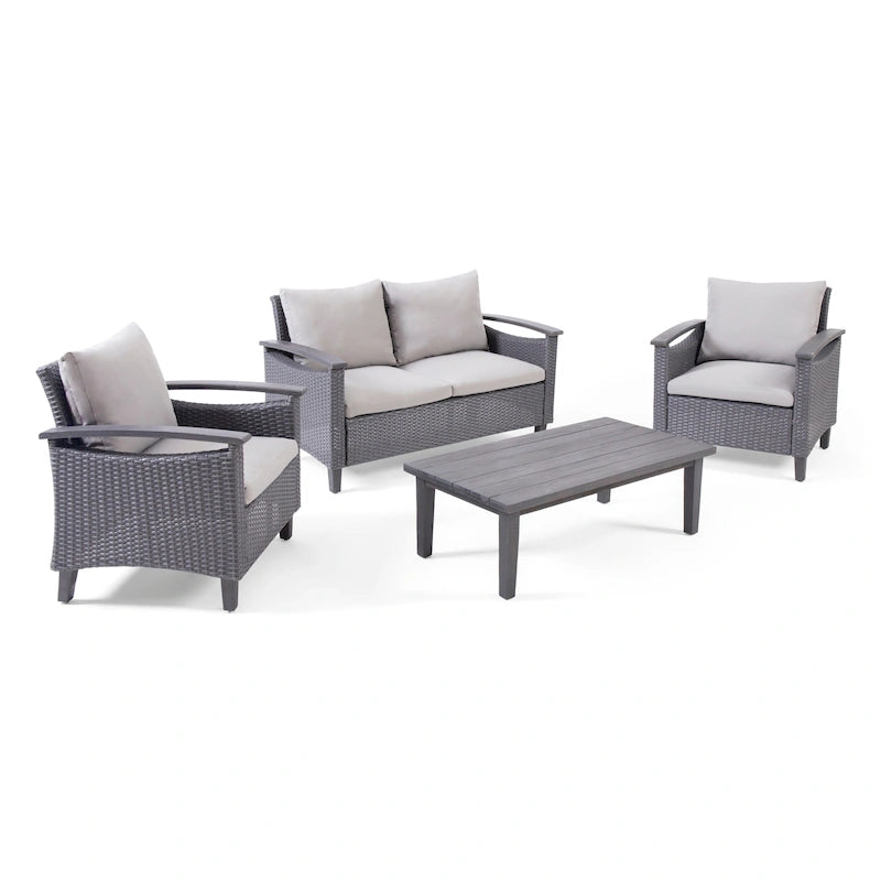 Isla Outdoor 4-seater Coffee Table Chat Set by Christopher Knight Home