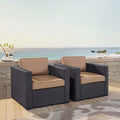 Crosley Biscayne Mocha Wicker Outdoor Seating Chairs (Set of 2)