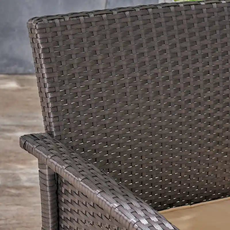 St. Lucia Outdoor 4 Seater Wicker Chat Set with Fire Pit by Christopher Knight Home