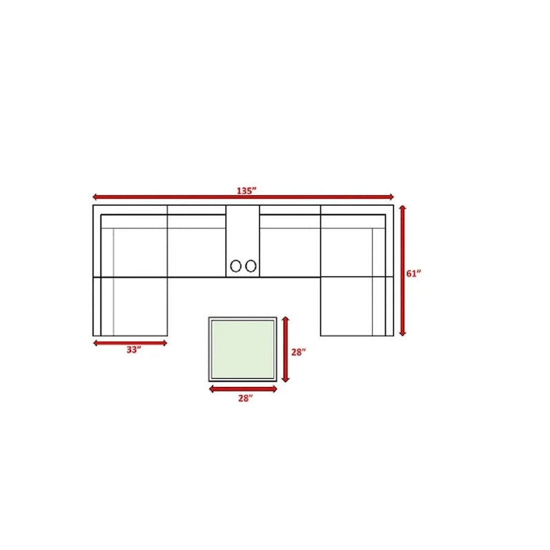 LSI 8 Piece Sectional Seating Group With Sunbrella Navy blue Cushion