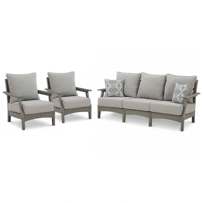Signature Design by Ashley Visola Gray 3-Piece Outdoor Package - 80 W x 33 D x 37 H