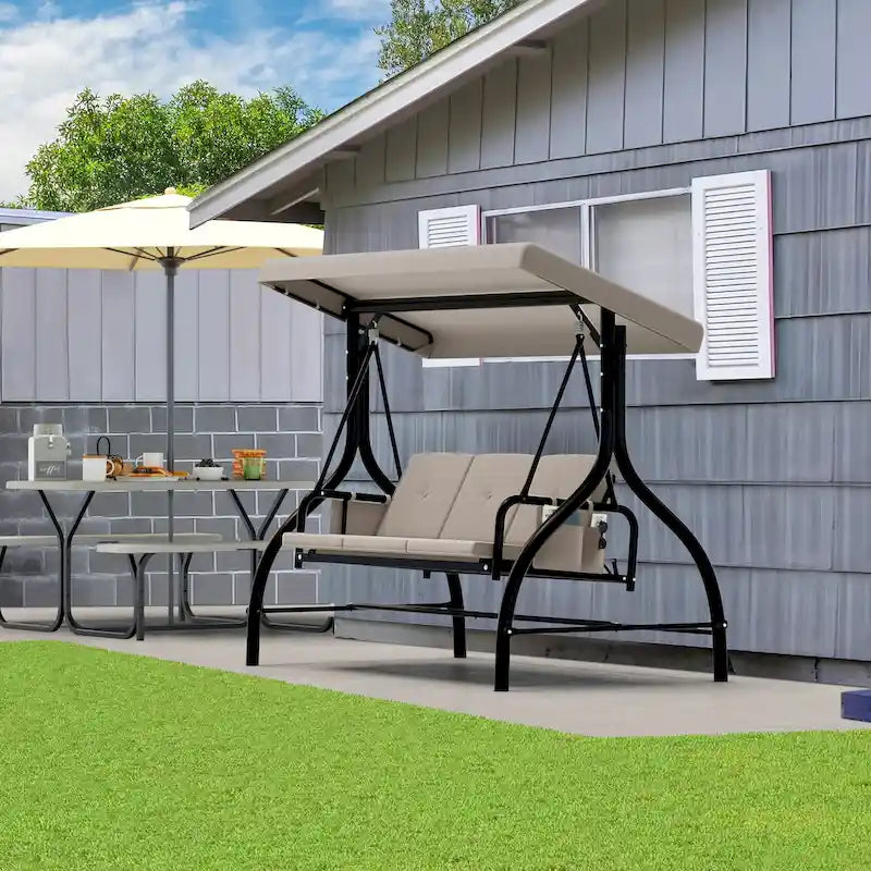 3 Person Metal Porch Swing with Canopy
