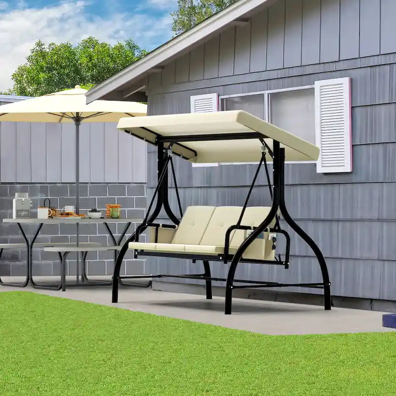 3 Person Metal Porch Swing with Canopy