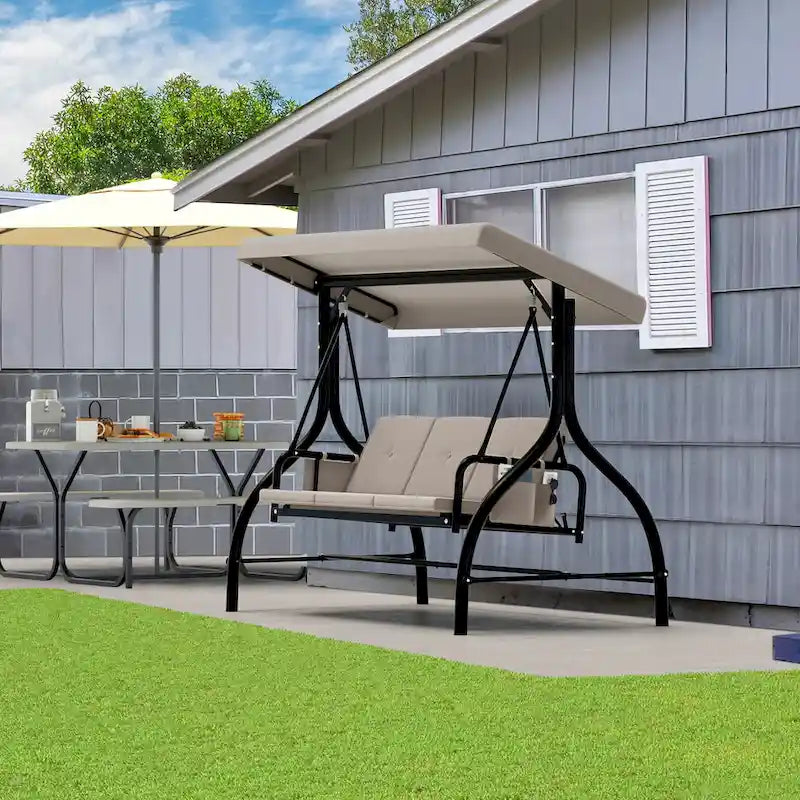 3 Person Metal Porch Swing with Canopy