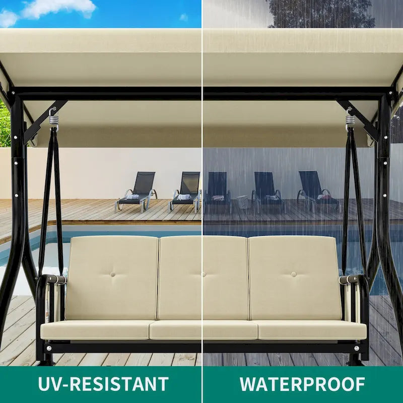 3 Person Metal Porch Swing with Canopy