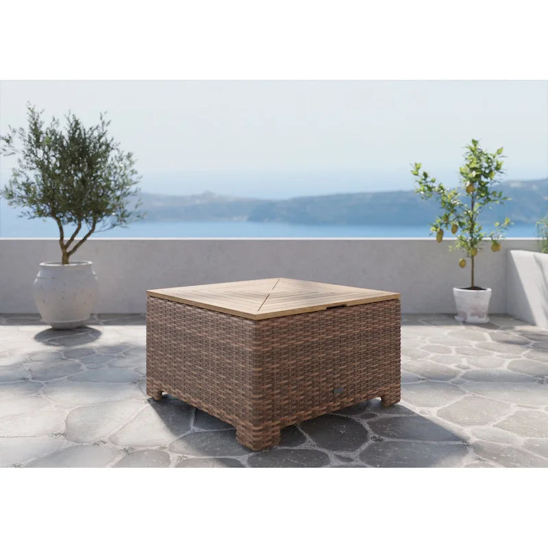 Winston Nico Antique Chestnut with Natural Teak Wood Chat Table