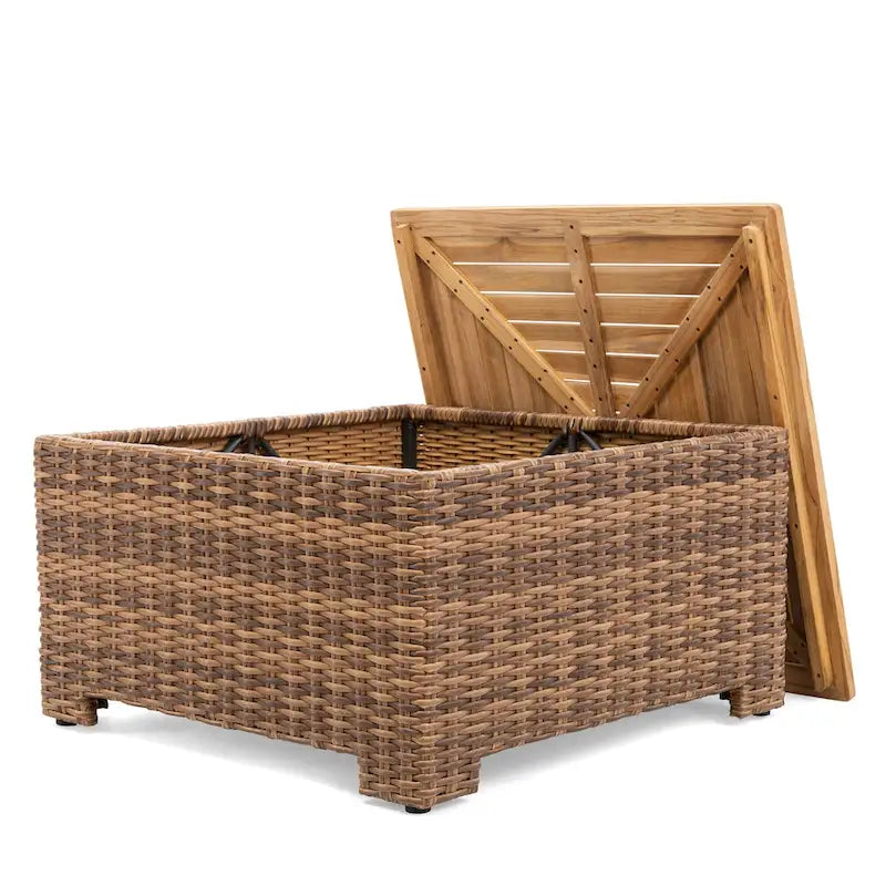 Winston Nico Antique Chestnut with Natural Teak Wood Chat Table