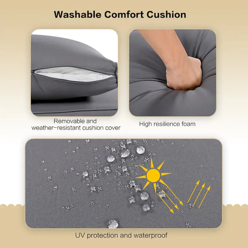 TREXM 4-Piece Patio Conversation Set, Solid Wood Loveseat, 2 Chairs and Table