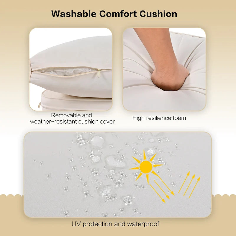 TREXM 4-Piece Patio Conversation Set, Solid Wood Loveseat, 2 Chairs and Table