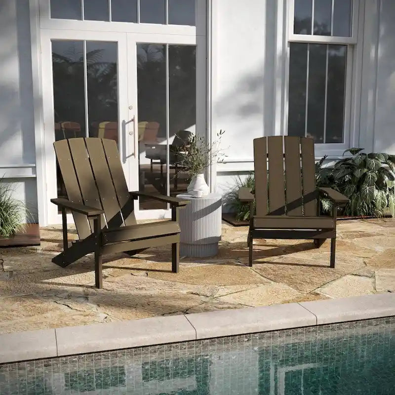 2 Pack Vertical Lattice Back All-Weather Poly Resin Adirondack Chairs