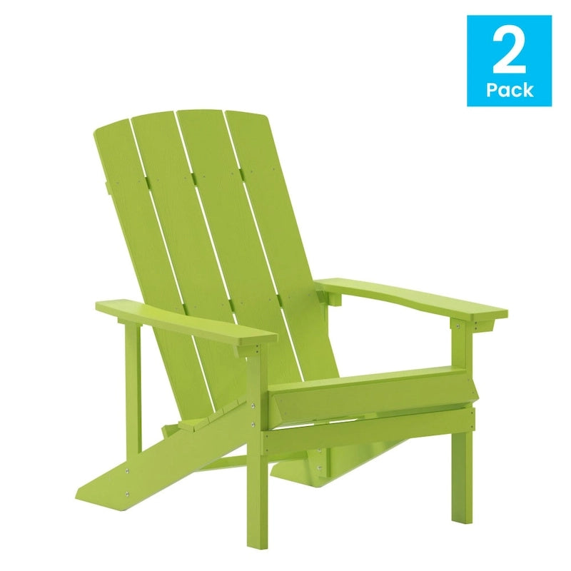 2 Pack Vertical Lattice Back All-Weather Poly Resin Adirondack Chairs
