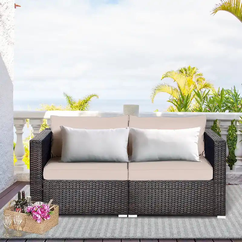 Costway 4PCS Patio Rattan Corner Sofa Sectional Furniture - See Details