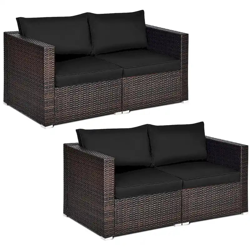 Costway 4PCS Patio Rattan Corner Sofa Sectional Furniture - See Details