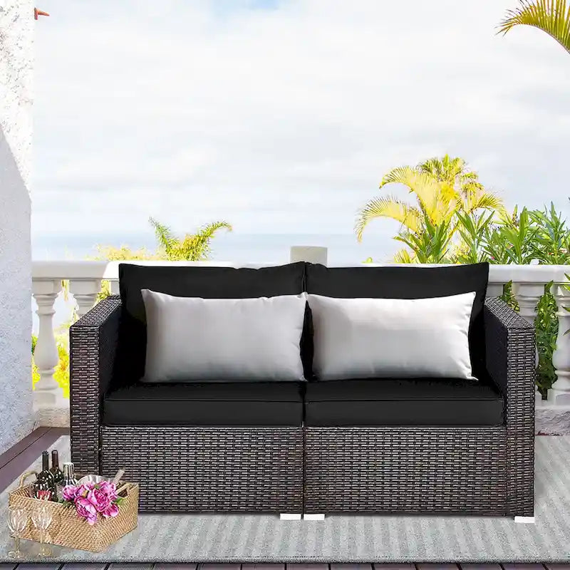 Costway 4PCS Patio Rattan Corner Sofa Sectional Furniture - See Details