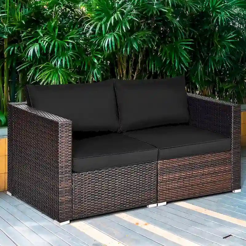 Costway 4PCS Patio Rattan Corner Sofa Sectional Furniture - See Details
