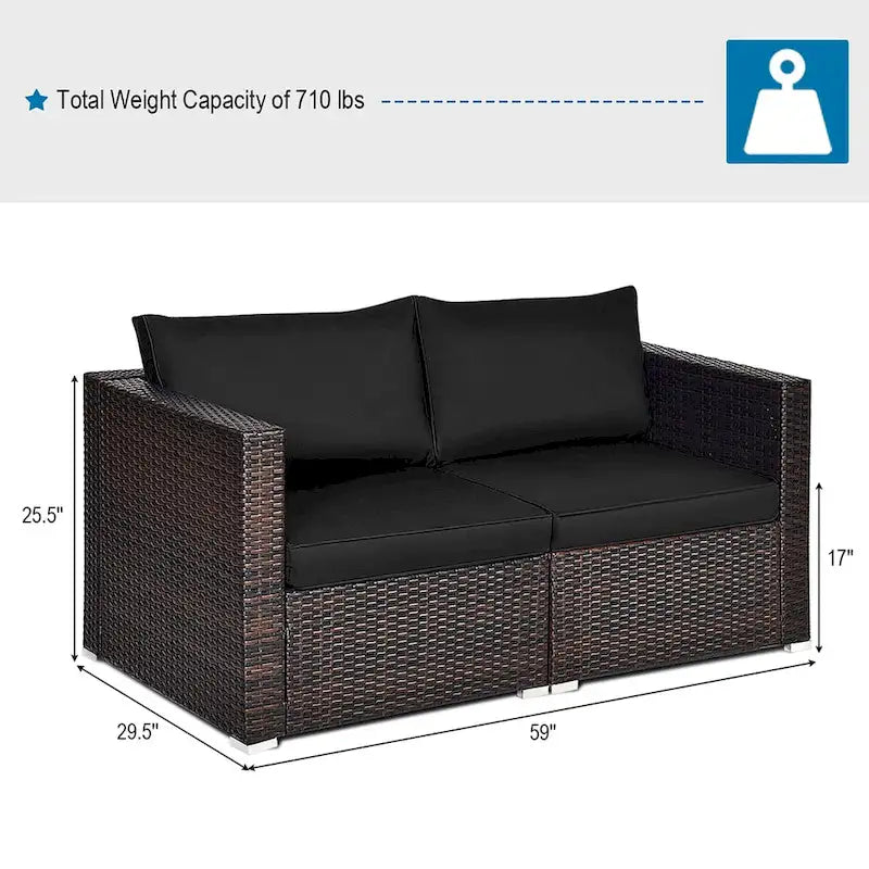 Costway 4PCS Patio Rattan Corner Sofa Sectional Furniture - See Details