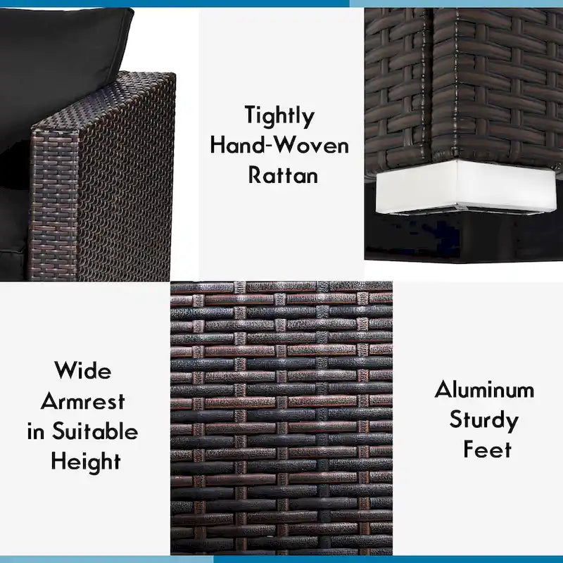 Costway 4PCS Patio Rattan Corner Sofa Sectional Furniture - See Details