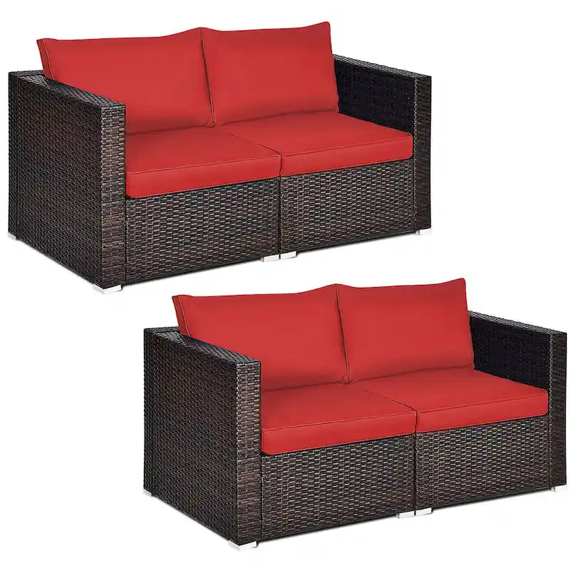 Costway 4PCS Patio Rattan Corner Sofa Sectional Furniture - See Details