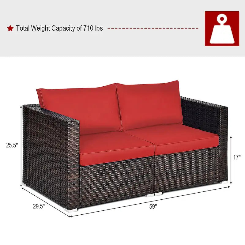 Costway 4PCS Patio Rattan Corner Sofa Sectional Furniture - See Details