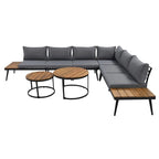 6-Piece Outdoor Sectional Sofa Set with Nesting Tables and Cushion